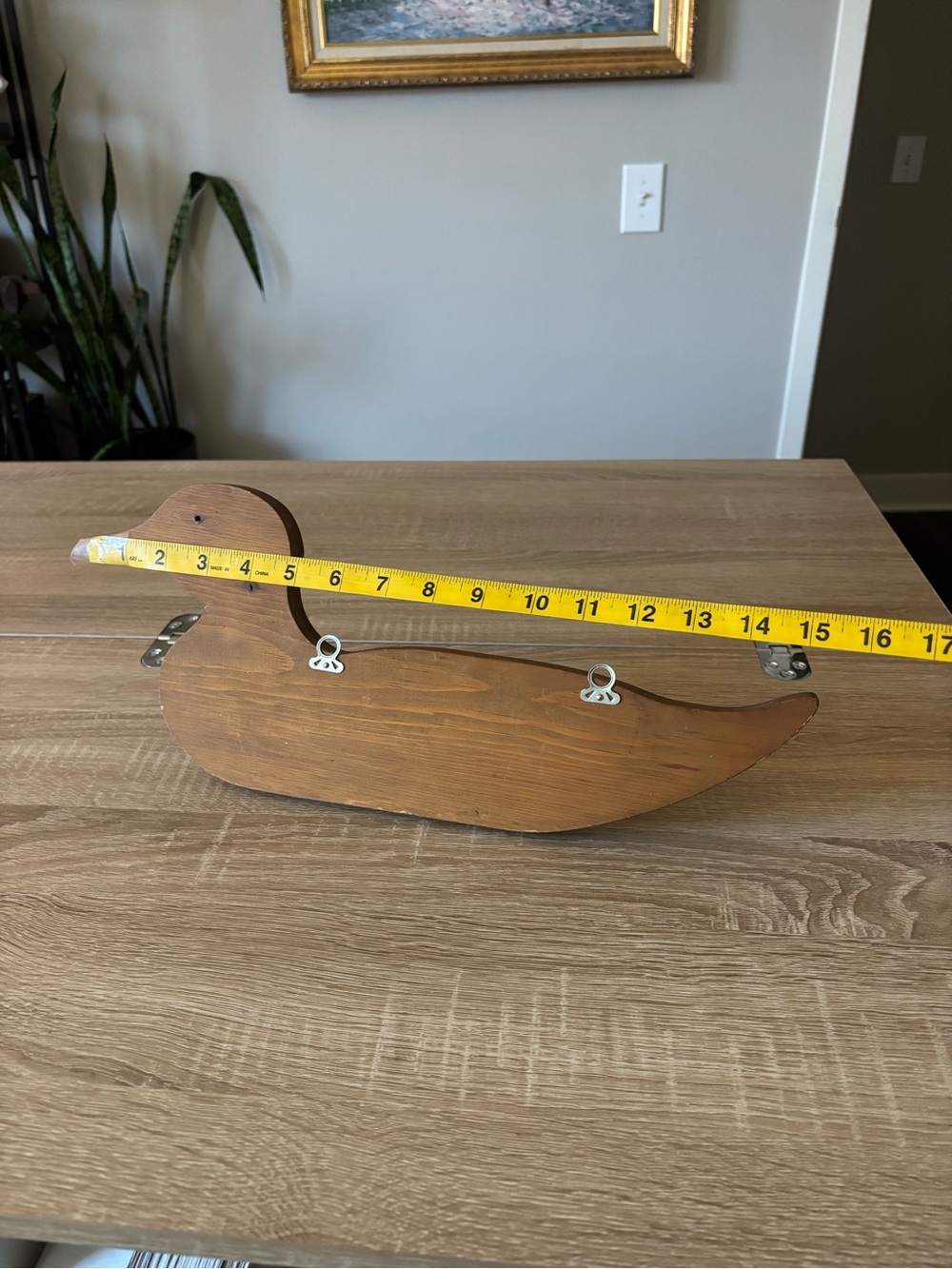 Vintage Handmade Wooden Hanging Duck Shelf - 3 Hooks - Picture 4 of 4